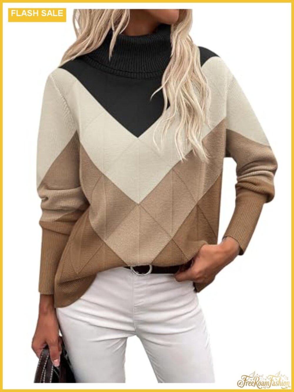 Turtleneck Sweater Chunky Knit Long Sleeve Pullover Top Fall Winter